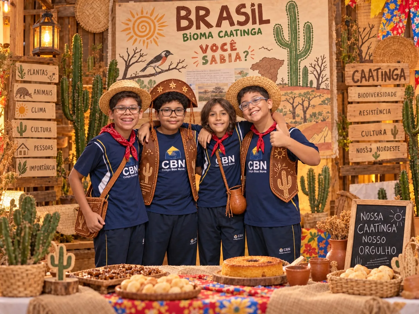Alunos do 5º ano durante o Trabalho Interdisciplinar sobre os Biomas Brasileiros - 3º trimestre - Colégio CBN