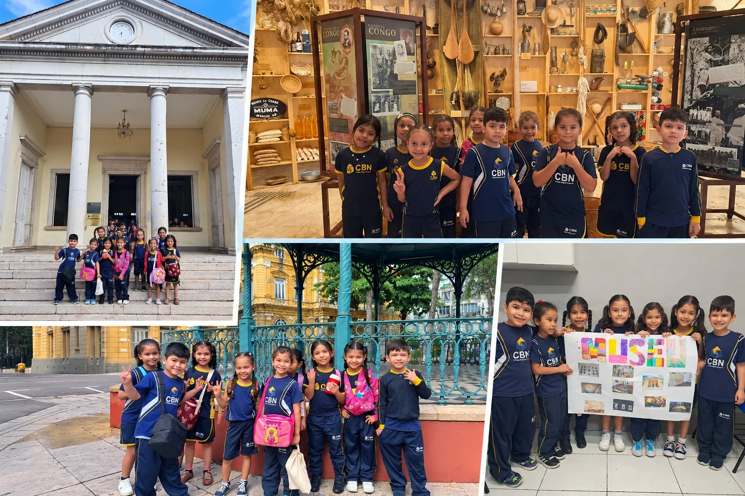Alunos do 1º ano durante a visita ao Museu da Cidade de Manaus.